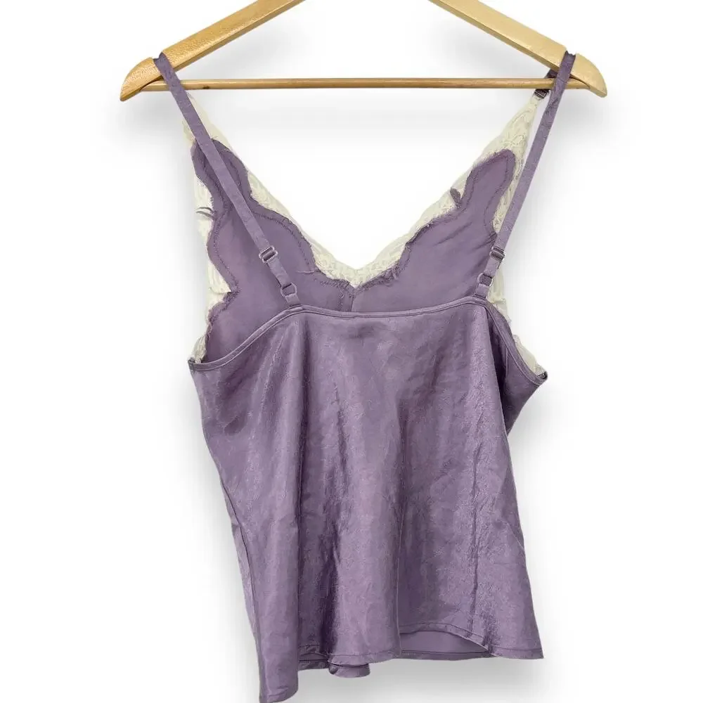Inner Self Satin‎ Lace Slip Top Purple Satin Women’s S Vintage 90s